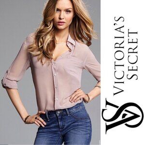 Victoria's Secret | Camel Front Button, Open Back Blouse | Size Small